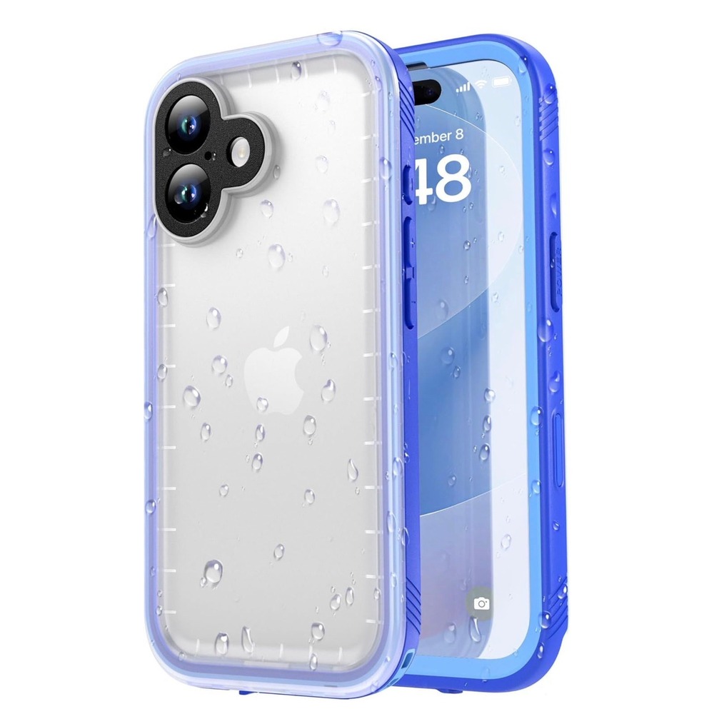 SPORTLINK iPhone 17 Waterproof Case Shockproof Full Body Blue Frostedโ Clear